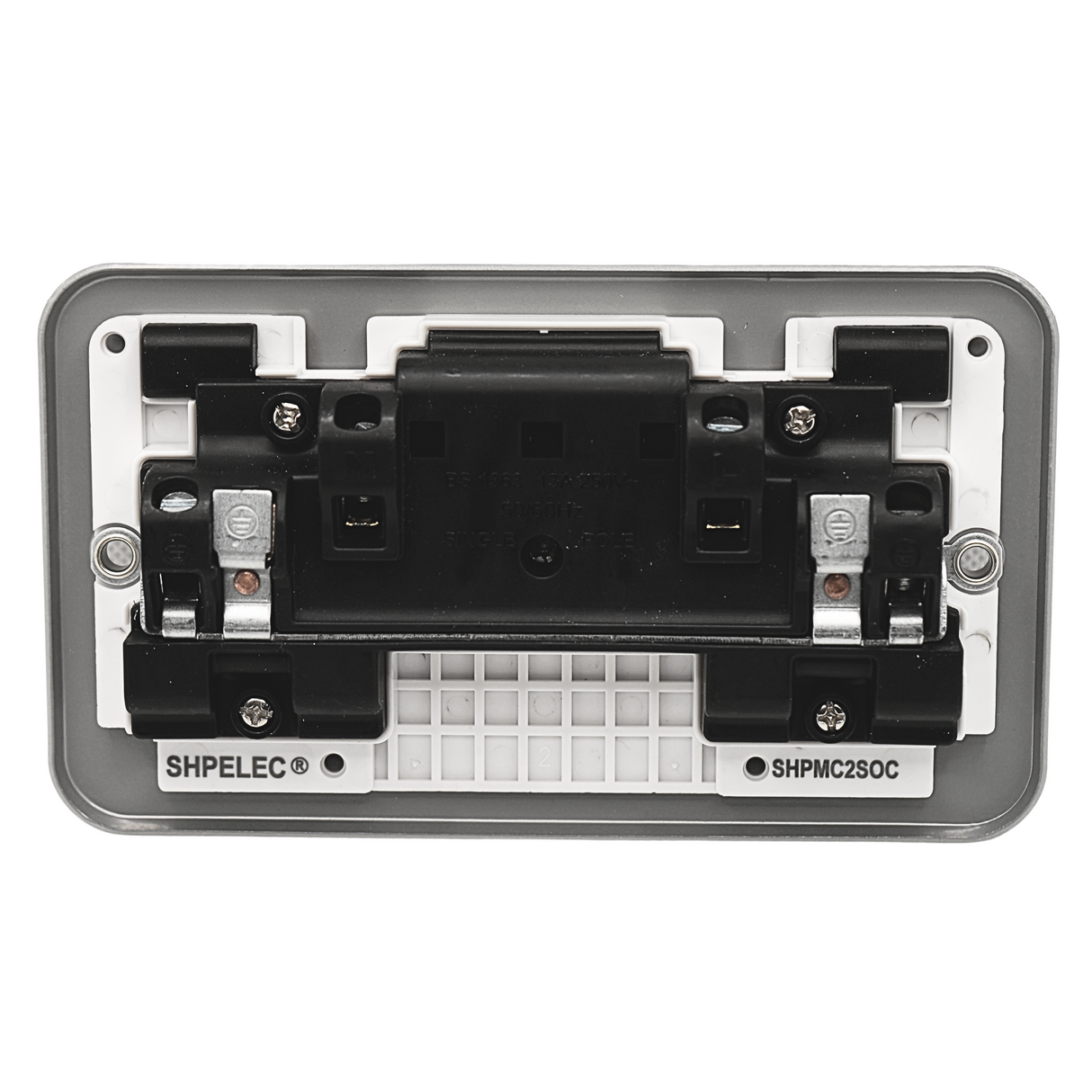 SH|P Metal Clad 2 Gang 13A Double Pole Switched Socket