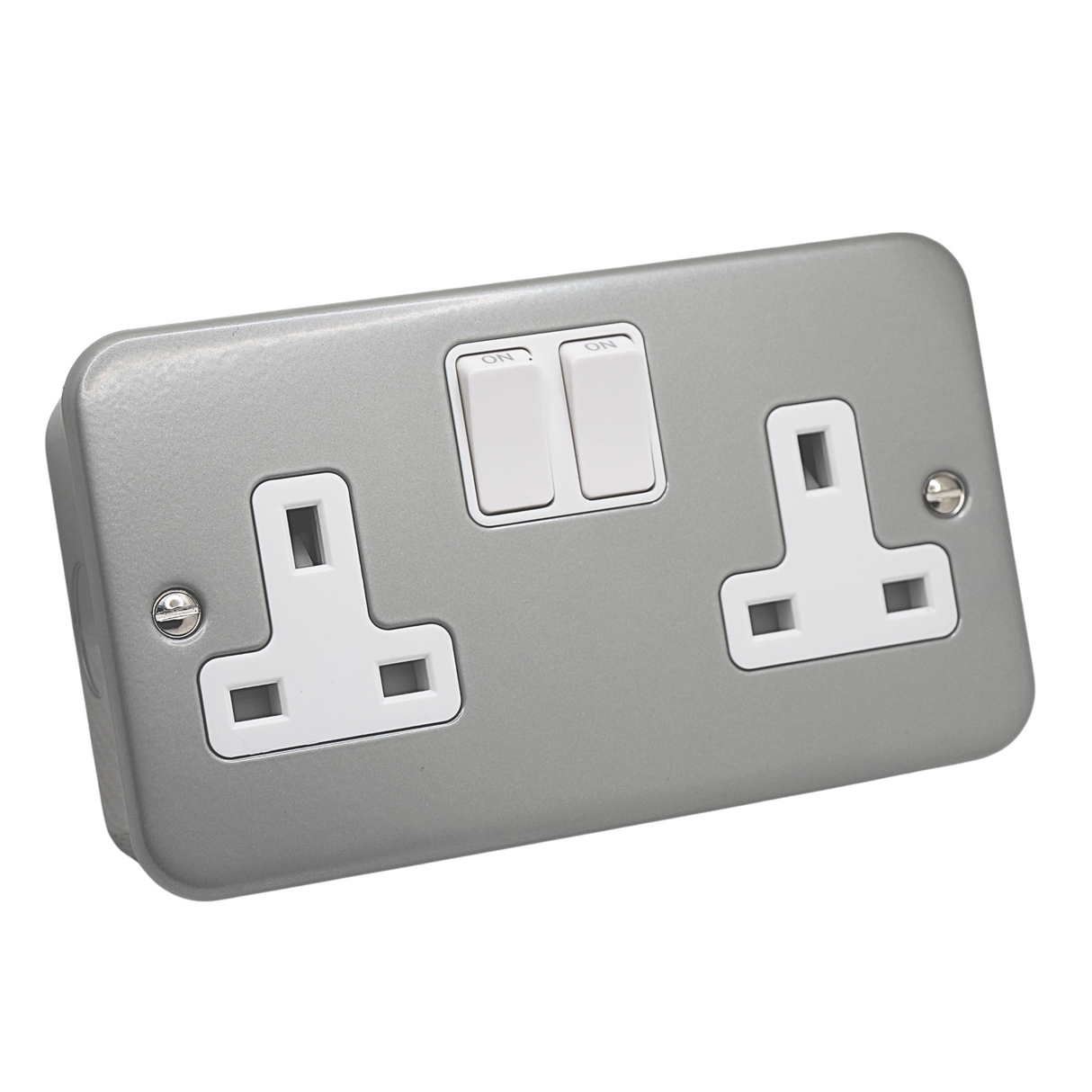 SH|P Metal Clad 2 Gang 13A Double Pole Switched Socket