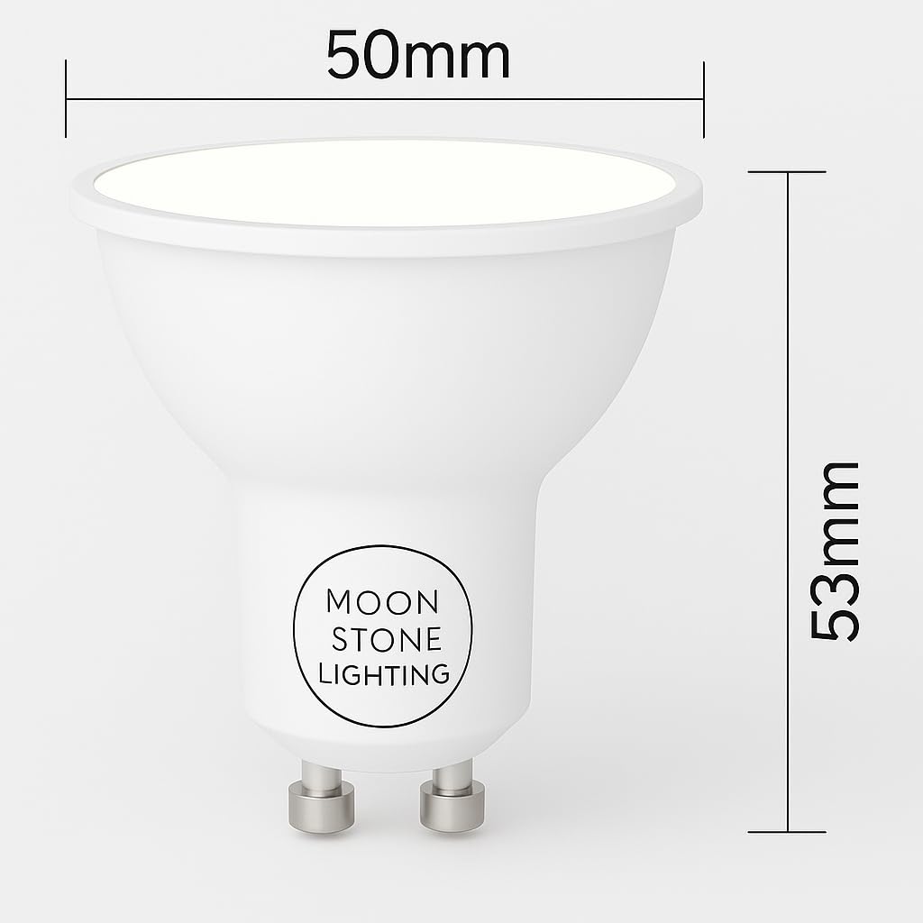 Moonstone Lighting LED GU10 Bulbs, Warm White, 6W, 510 Lumens, Non-Dimmable, Pack of 5