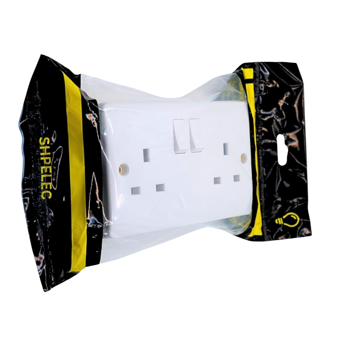 SHP Electical® CONVEX Range White 2 Gang Switched Socket and 25mm Surface Mount Pattress Box