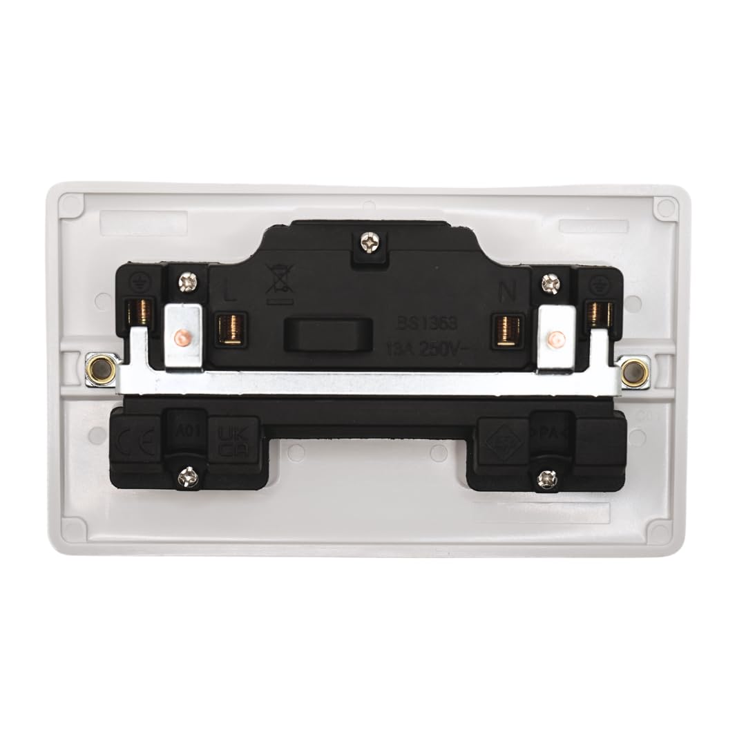 SHP Electical® CONVEX Range White 2 Gang Switched Socket and 25mm Surface Mount Pattress Box