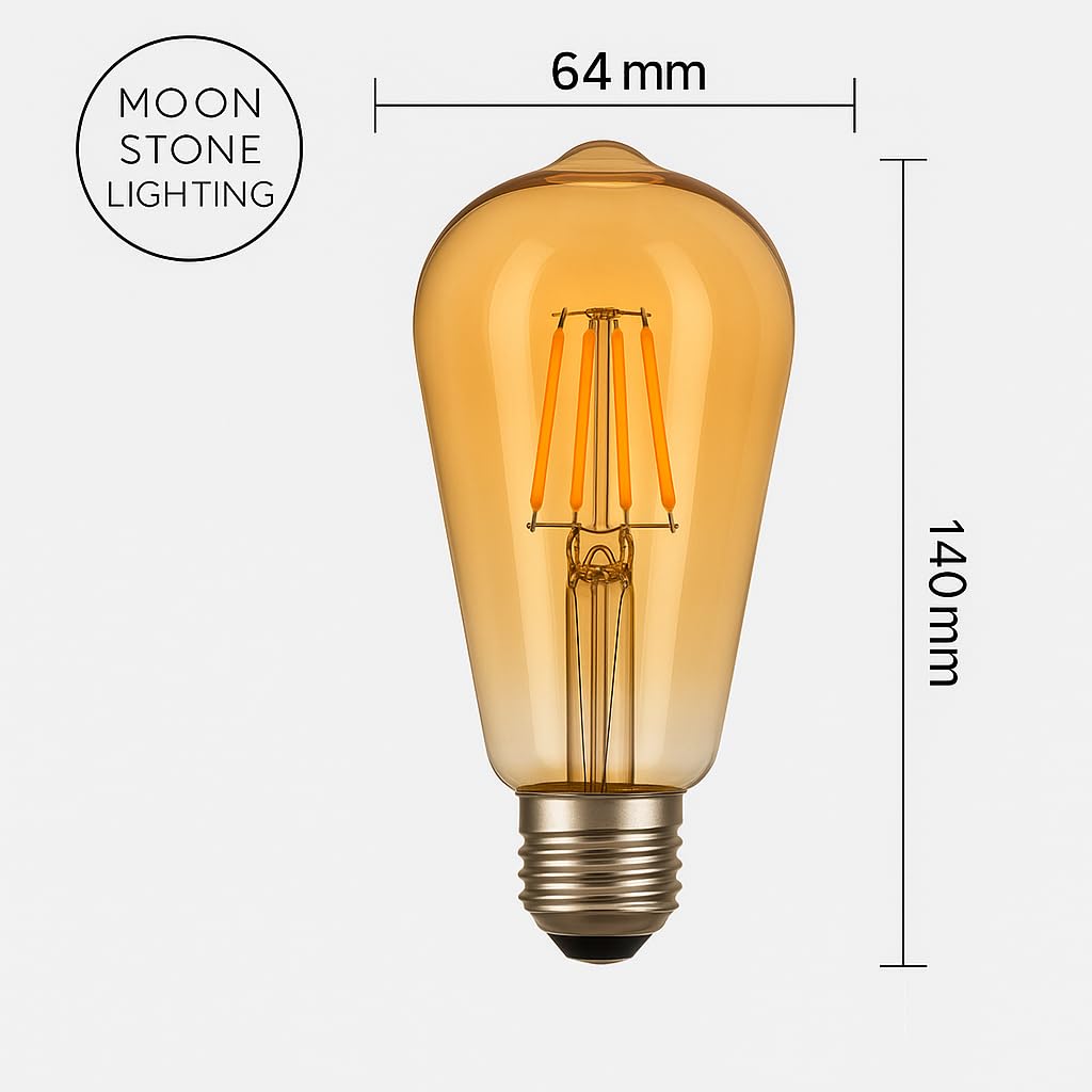 Moonstone Lighting 5W Vintage LED Bulb ST64 – E27 Edison Screw | Warm White | Non-Dimmable