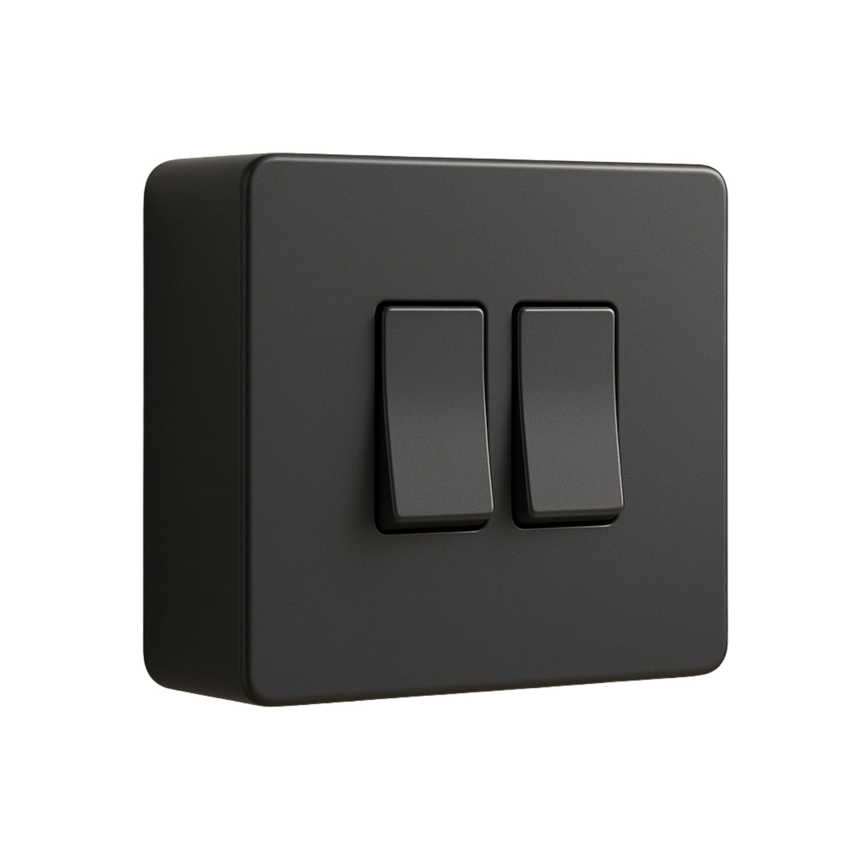 SH|P Matt Black Screwless 2 Gang 2 Way Switch – 10A, Ultra Slim 4mm Thin Plate, Modern Metal Light Switch