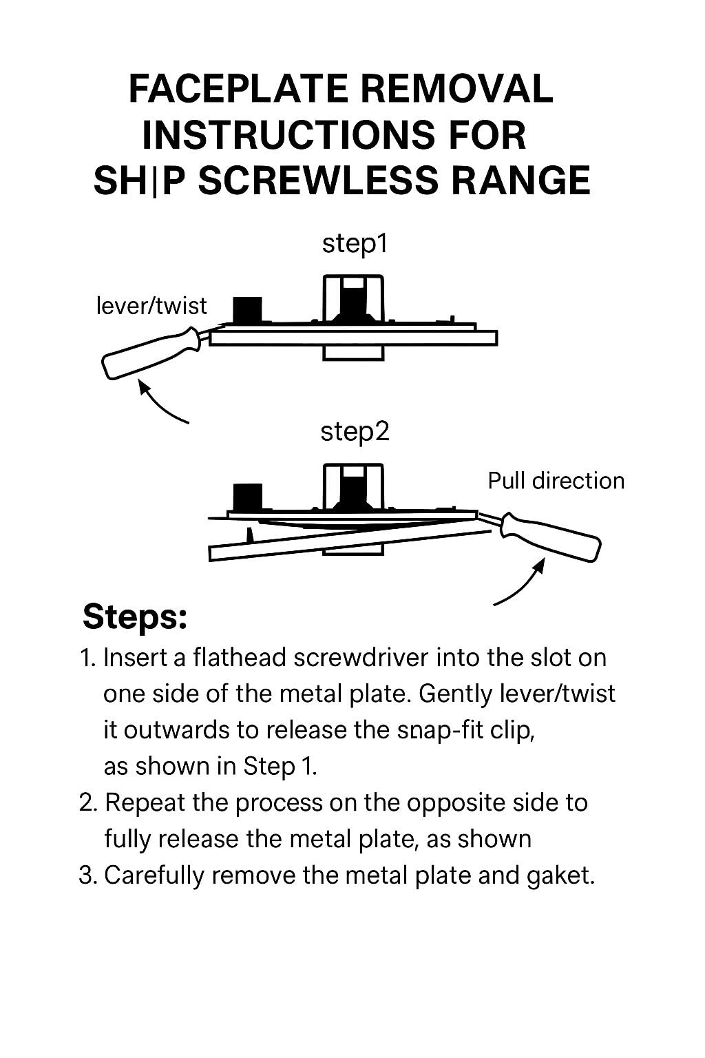 SHPELEC® Matt Black Screwless Metal 10A 1 Gang 2 Way Switch and 25mm Surface Mount Pattress Box