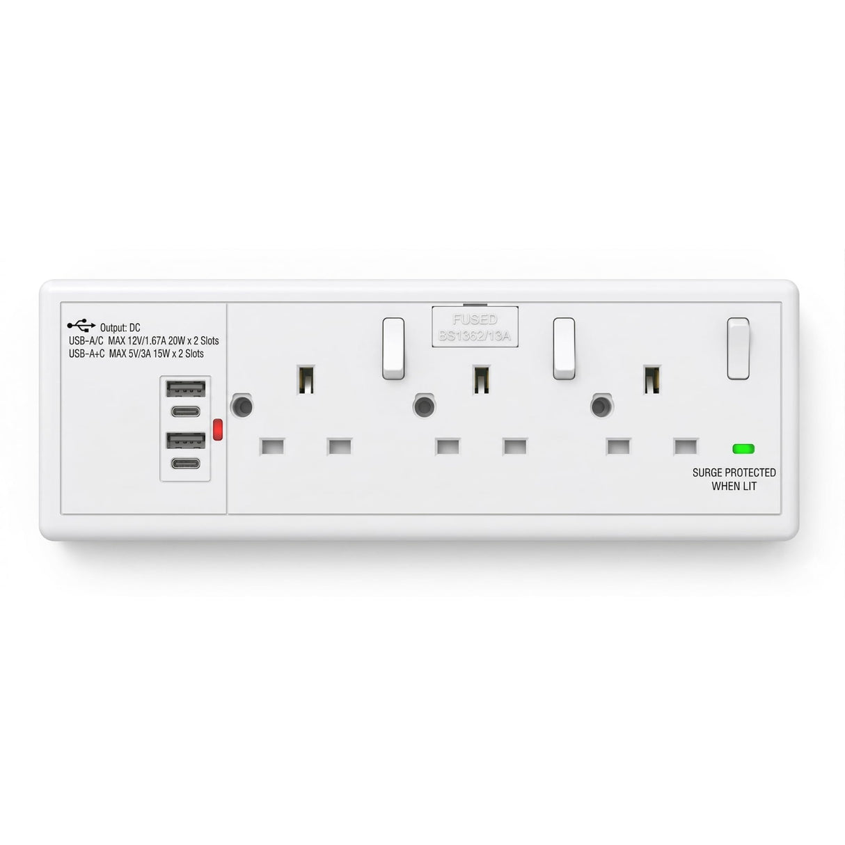 SHPELEC 1 Gang to 4 Gang Converter Switched Socket with USB