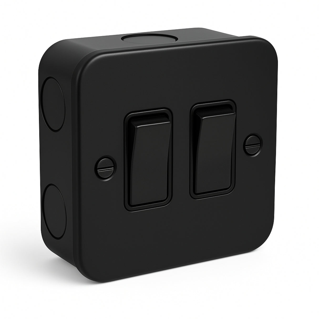 SH|P Matt Black Metal Clad 2 Gang 10A 2 Way Switch – Double Designer Light Switch