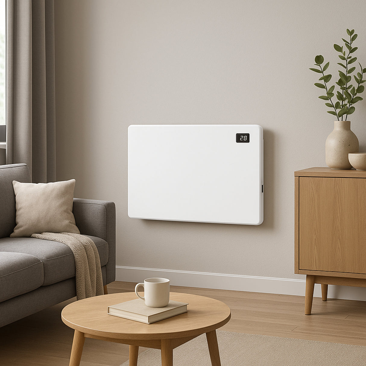 Airmaster Electric Panel Heater – Slimline Wall Mounted Heater, Matt White (1kW, 1.5kW, 2kW Options, IP24 Rated)