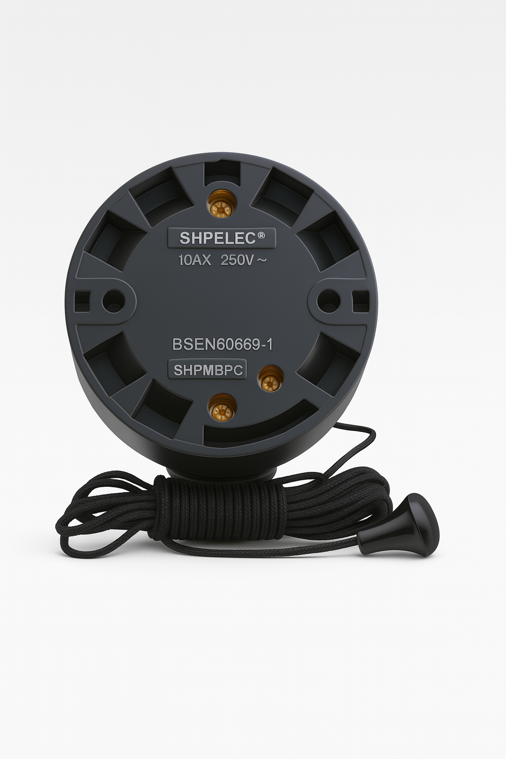 SHIP® 10A 2-Way Pull Cord Switch – Deep Black Finish | Stylish Ceiling & Bathroom Light Switch