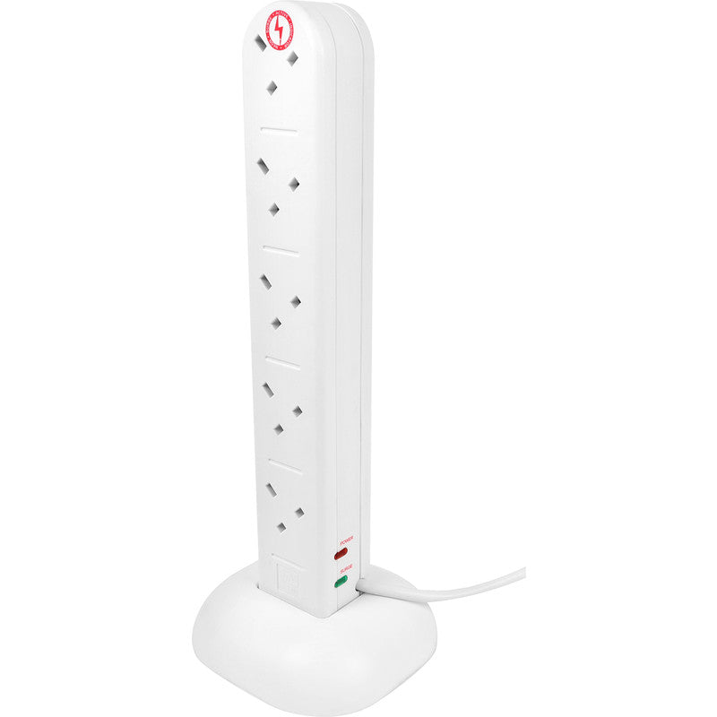 10 Gang Surge Protected Tower Socket LED Indicated
