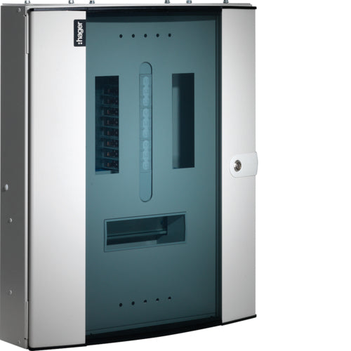 Hager JK106BG 6 Way 125a TPN Fuseboard with glazed door