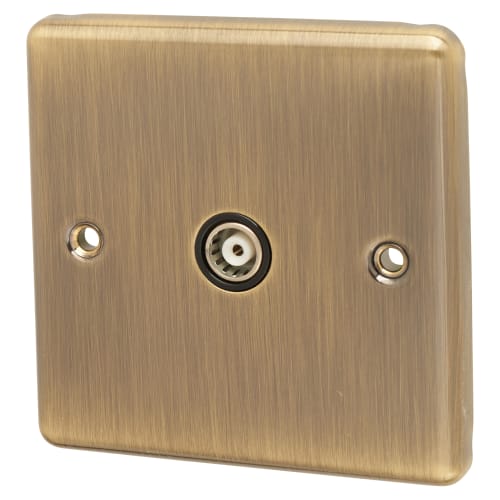 Eurolite Enhance Decorative 1 Gang TV Coaxial Socket - Antique Brass with Black Inserts