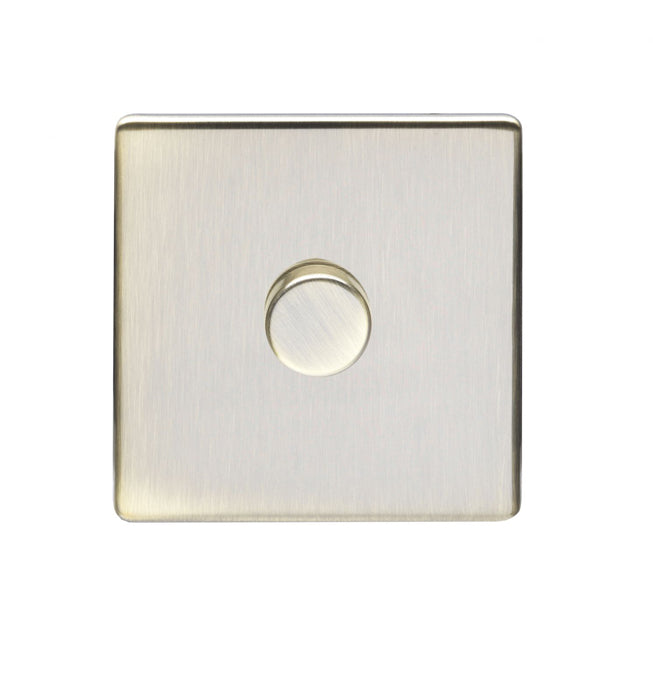 1 Gang Led Push On Off 2Way Dimmer Flat Concealed Antique Plate Matching Knob