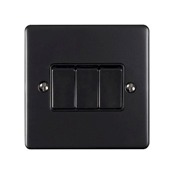 3 GANG 10AMP 2WAY SWITCH MATT BLACK ENHANCE RANGE BLACK TRIM