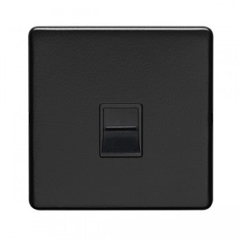 1 Gang Telephone Master Flat Concealed Matt Black Plate Black Interior