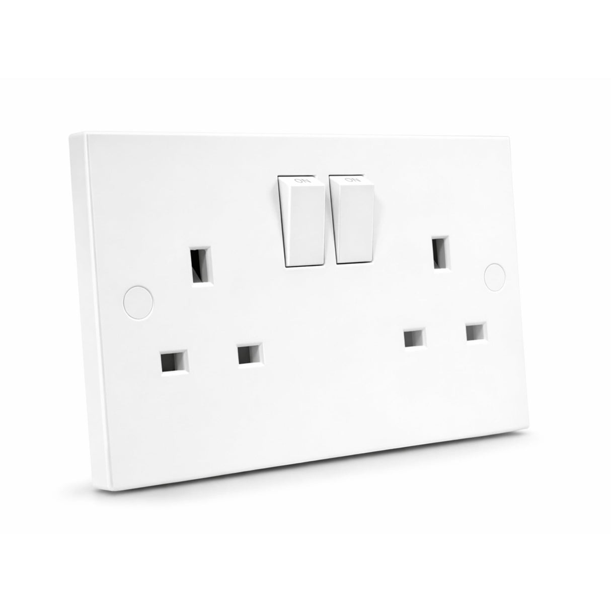 SH|P 5 Pack White Square Edge 13A 2 Gang Switched Sockets