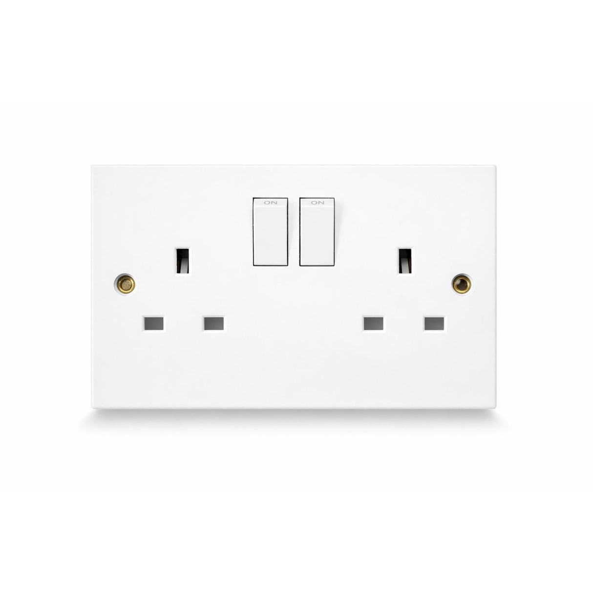 White square edge double socket outlet 13A