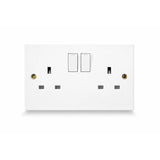 White square edge double socket outlet 13A