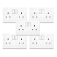 5 pack white square edge 13A 2 gang switched sockets