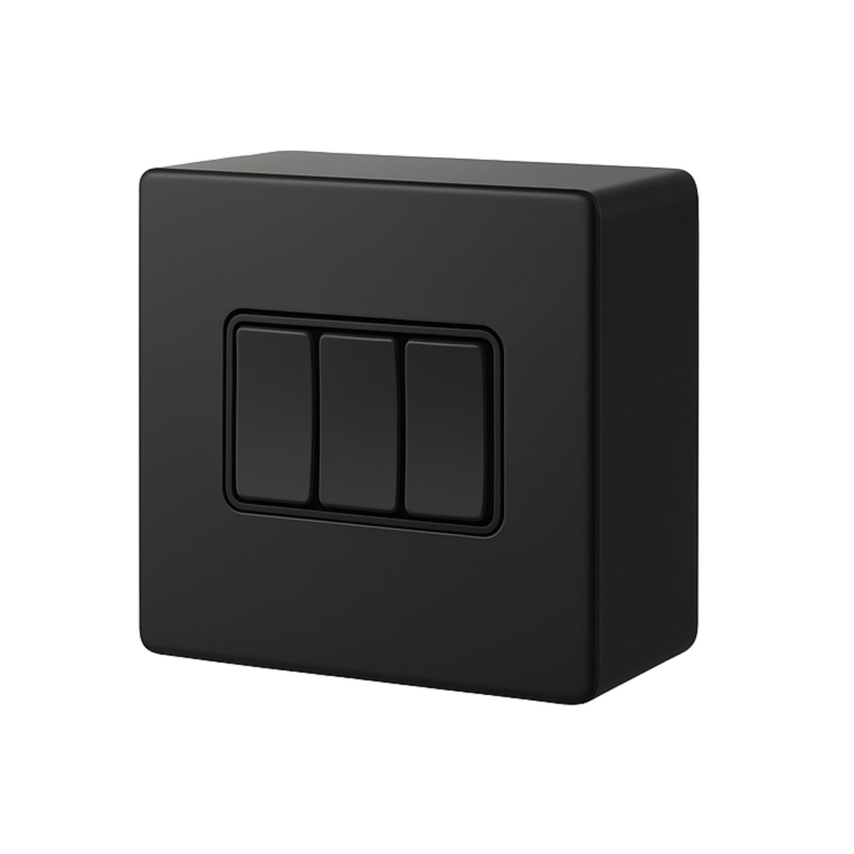 SH|P Matt Black Screwless 3 Gang 2 Way Switch – 10A, Ultra Slim 4mm Thin Plate, Modern Metal Light Switch