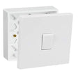 White square edge 10A 1 gang 2 way switch with 25mm surface mount pattress box