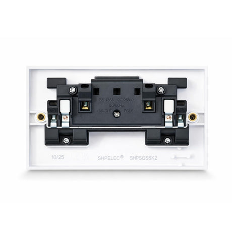 SHPELEC white double switched plug socket