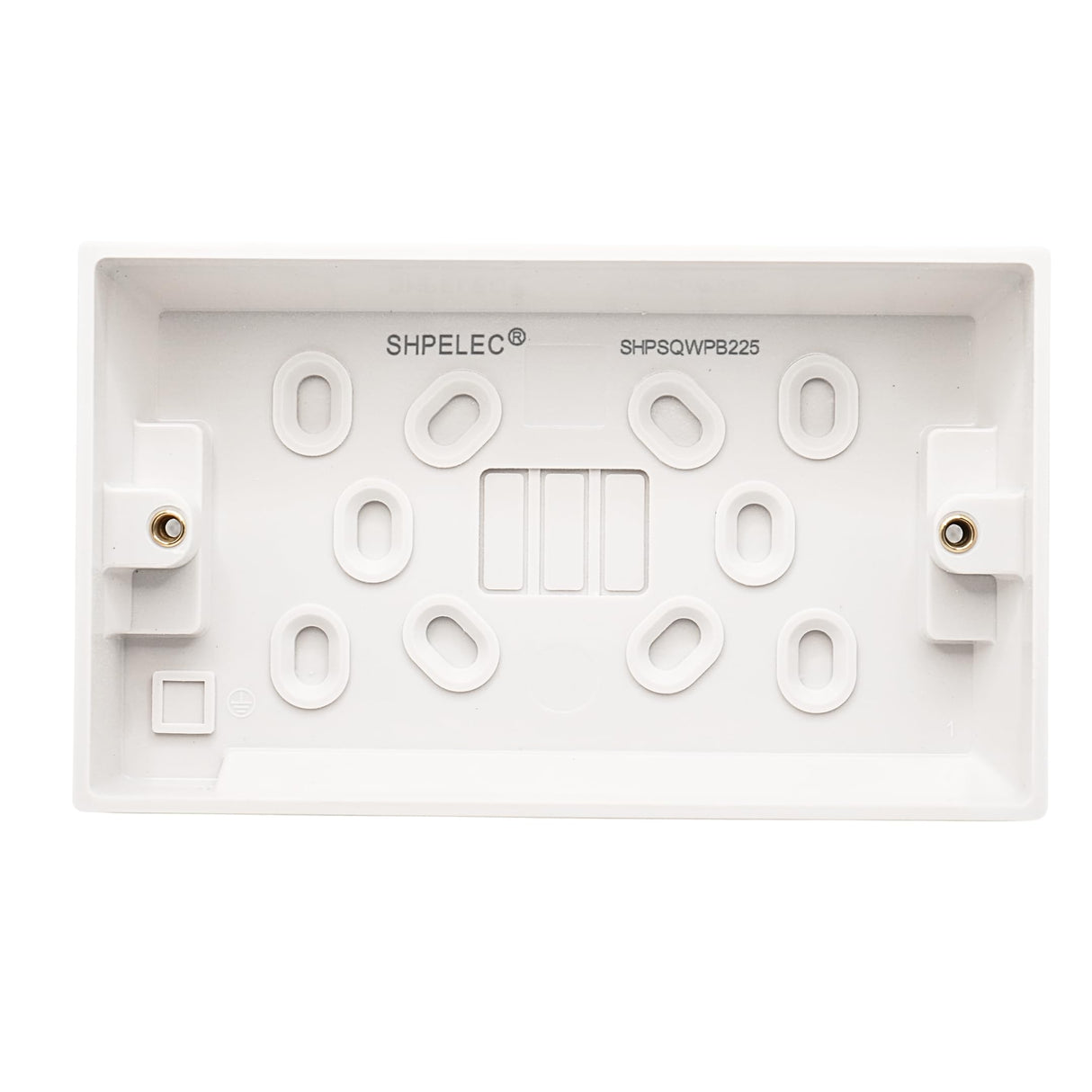SHPELEC® White Square Edge 13A 2 Gang Switched Socket with 25mm Surface Mount Pattress Box