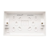 SHPELEC® White Square Edge 13A 2 Gang Switched Socket with 25mm Surface Mount Pattress Box
