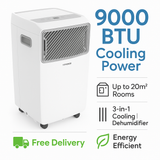 Airmaster 9000BTU Portable Air Conditioner – 3-in-1 Cooling, Dehumidifier & Fan – Energy Efficient with Remote Control