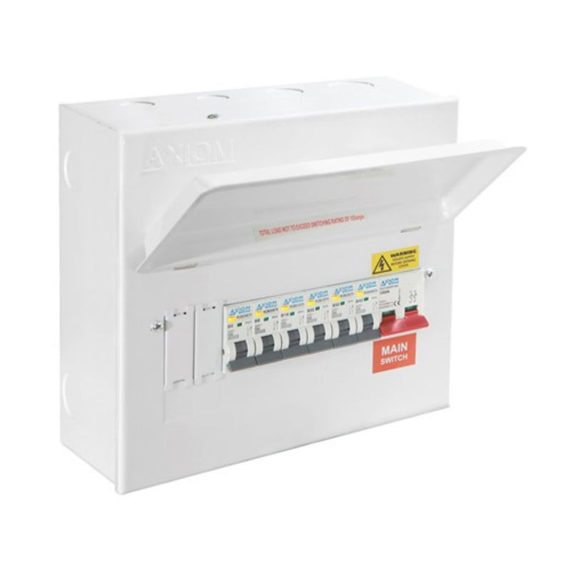Axiom Metal Consumer Unit 10 Way with 100A Main Switch and 6 x Type A RCBO