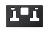 SH|P® Concealed 2 Gang 13A Switched Socket with 15W FASTCHARGE USB Ports (Type A + C) – Screwless Matte Black with 32mm Surface Mount Back Box