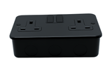SH|P® Metal Clad Matt Black 2 Gang with Back Box -  13A Double Socket
