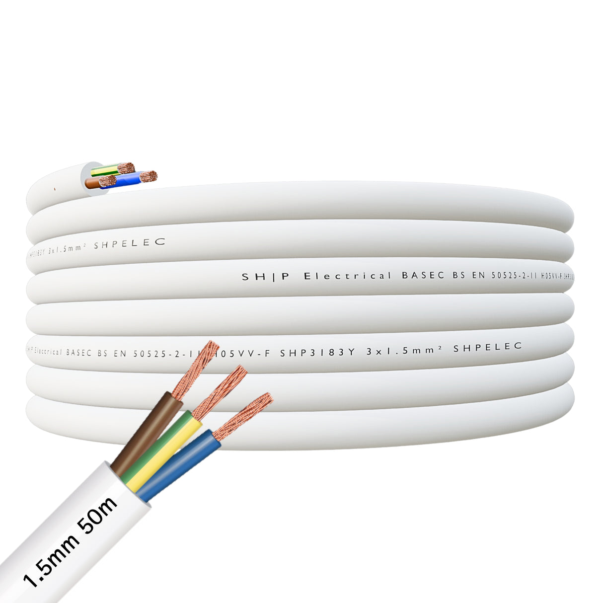 SHPELEC® 3183Y 3 Core Flexible Cable White - 1.5mm