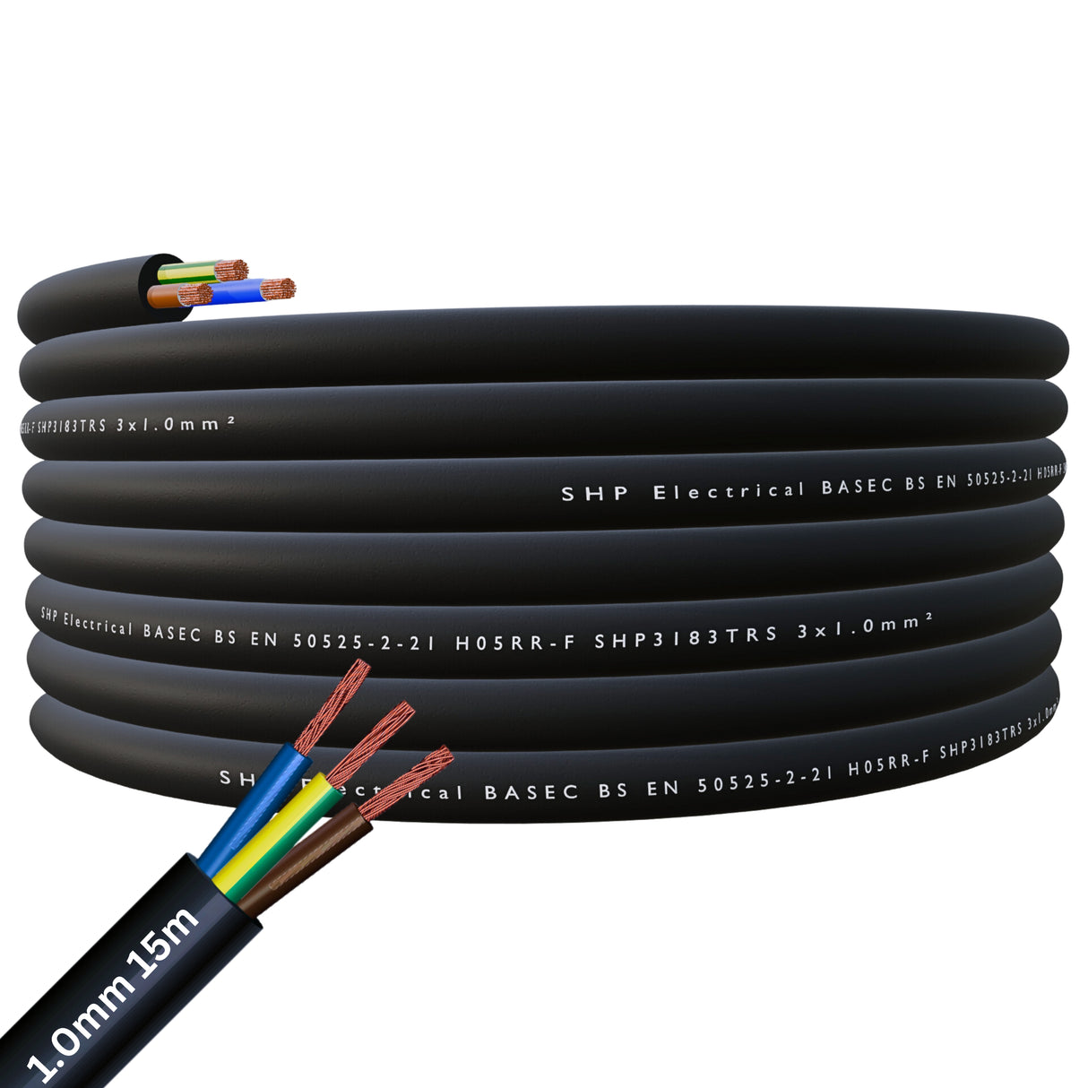 SHPELEC® H05RR-F 3 Core Flexible Rubber Cable - 1.0mm