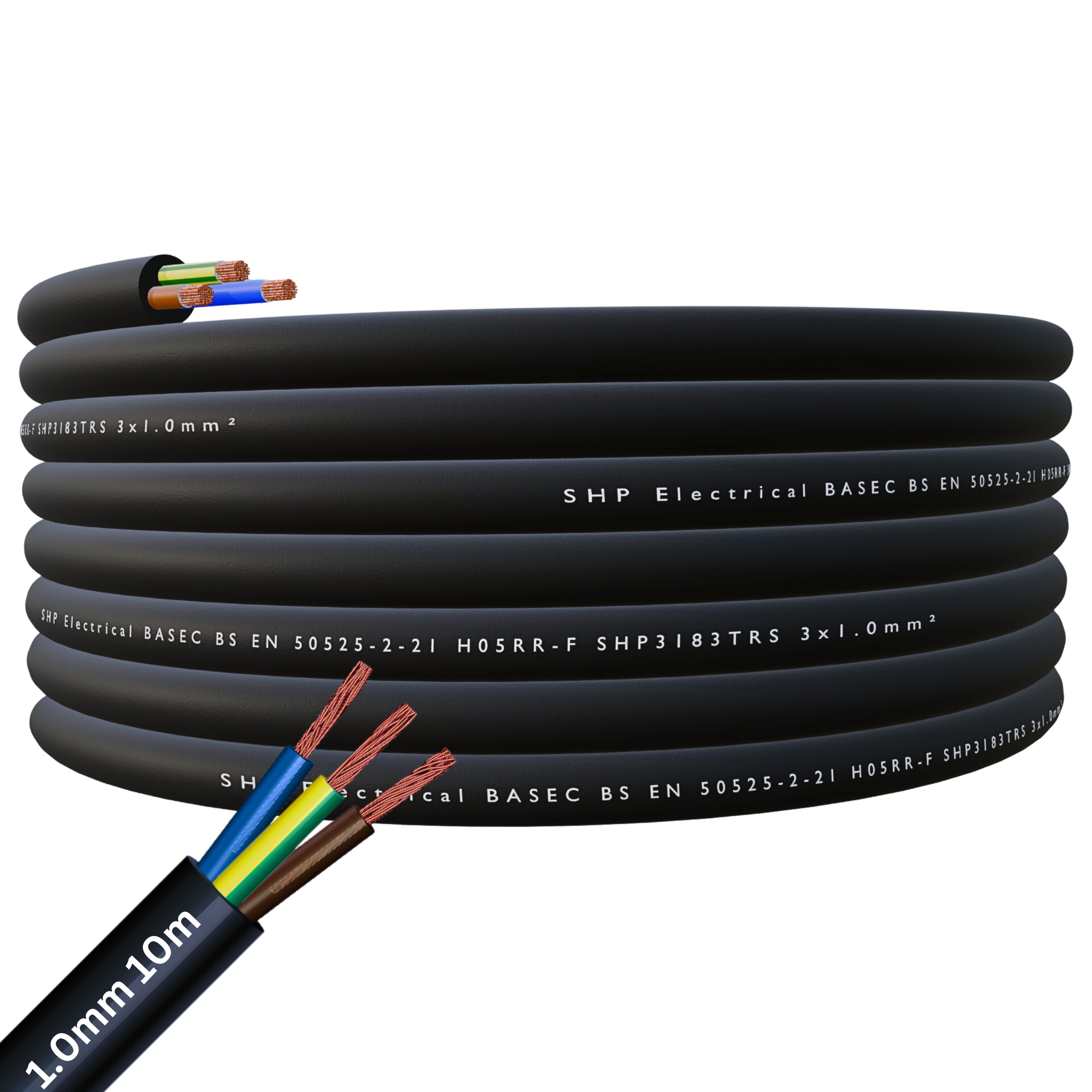 SHPELEC H05RR-F 3-adriges Gummikabel – Flexibel, Für Innen & Außen, 1,5 Mm² Querschnitt, 4 M Länge