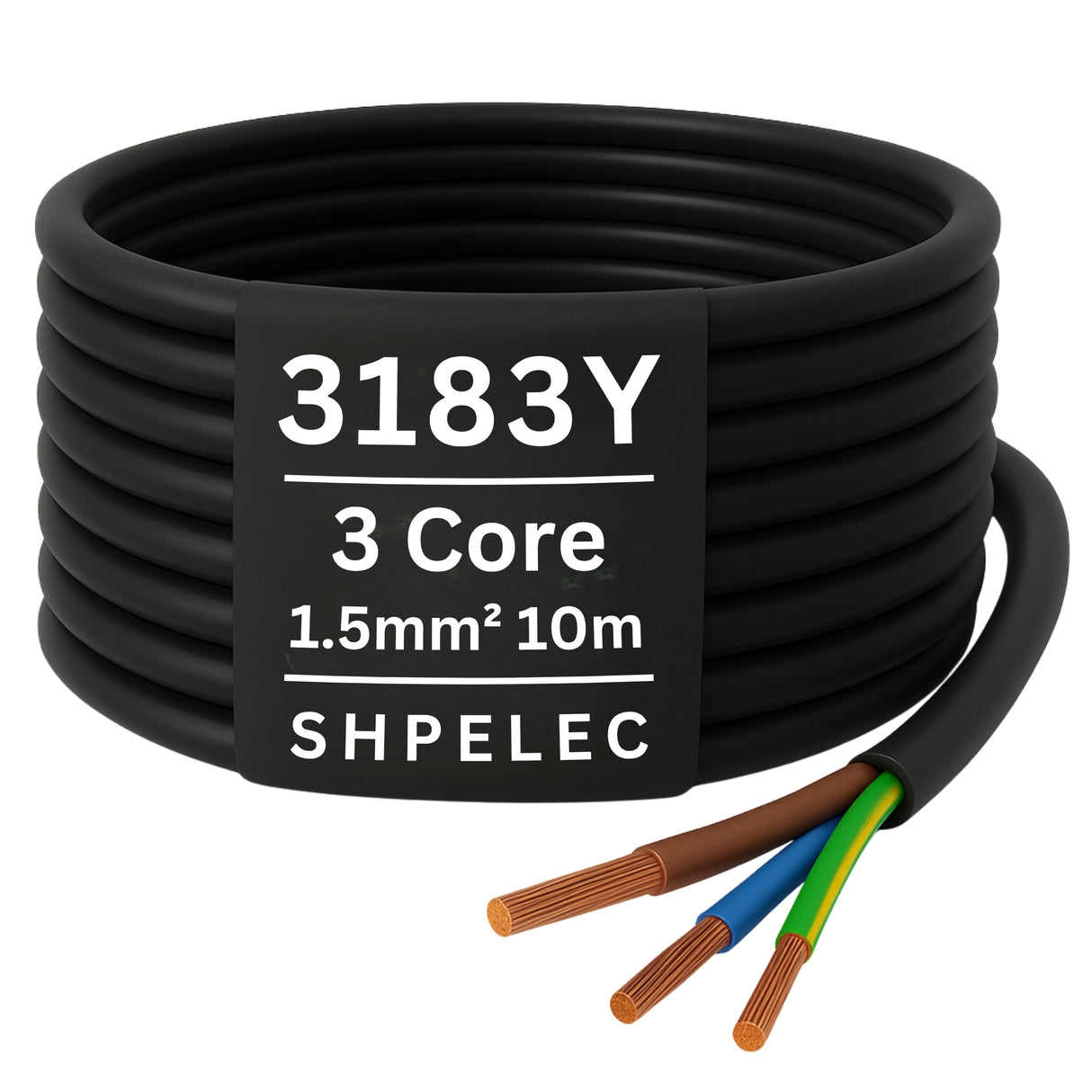 SHPELEC® 3183Y Flexible Cable - 3 Core Black 1.5mm | Durable Power Wiring