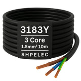 SHPELEC® 3183Y Flexible Cable - 3 Core Black 1.5mm | Durable Power Wiring