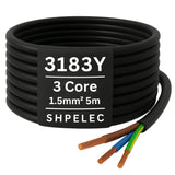 SHPELEC® 3183Y Flexible Cable - 3 Core Black 1.5mm | Durable Power Wiring