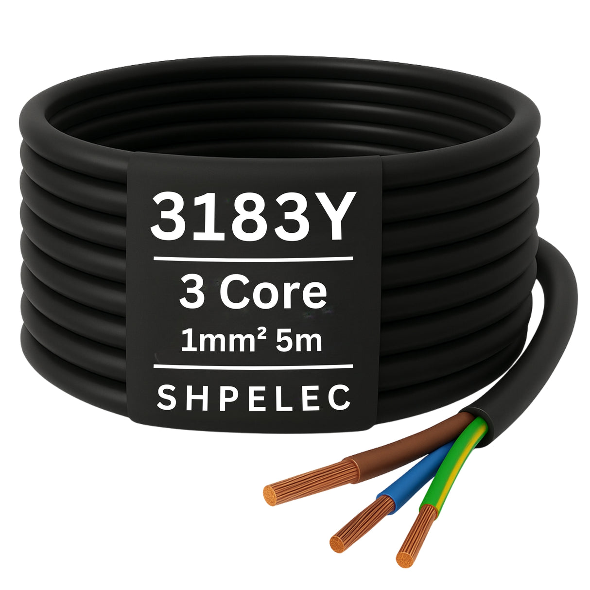 SHPELEC® 3183Y 3 Core Flexible Cable Black - 1.0mm