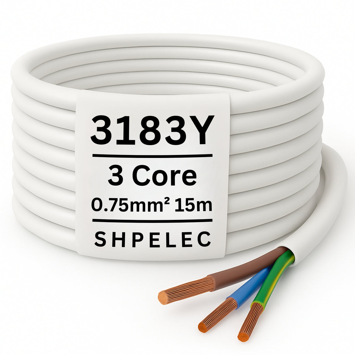 SHPELEC® 3183Y 3 Core Flexible Cable White - 0.75mm