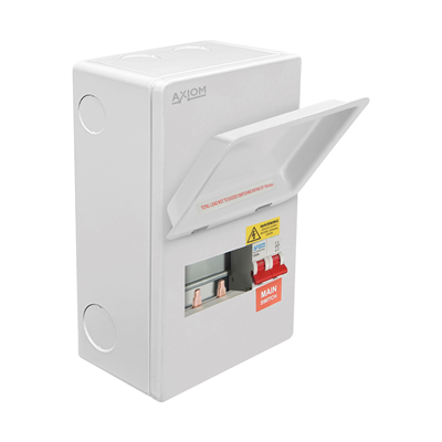 Axiom Vault Metal Consumer Unit 4 Way with 100A Main Switch