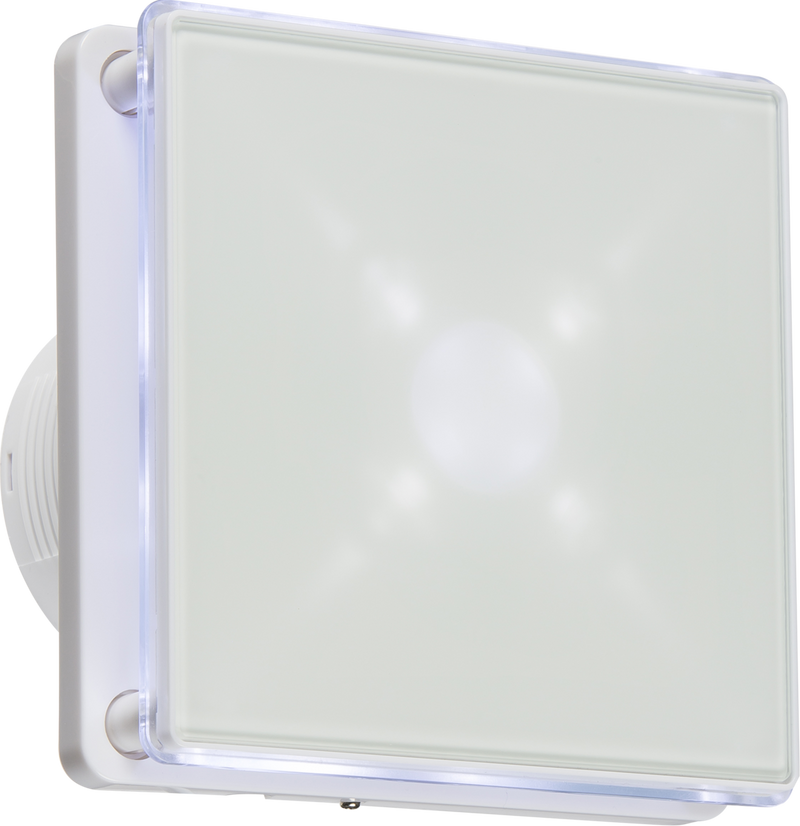 100mm/4 inch LED Backlit Extractor Fan with Overrun Timer - White