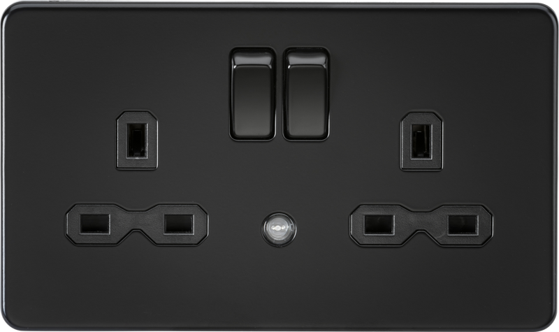 13A 2G DP switched socket with night light function - Matt black
