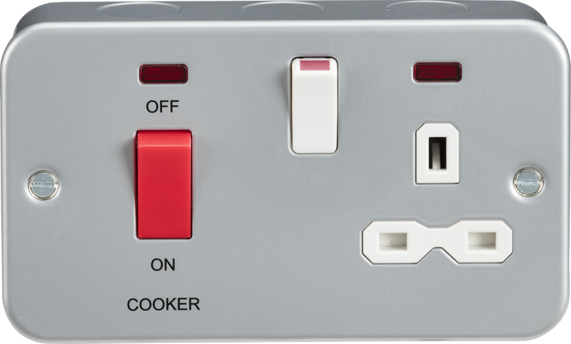 Metal Clad 2G 45A DP Cooker Switch and 13A Switched Socket with Neons