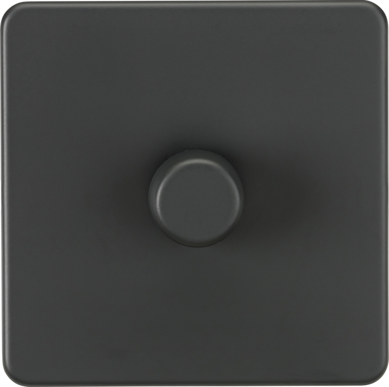 Screwless 1G 2-way 10-200W (5-150W LED) trailing edge dimmer - Anthracite