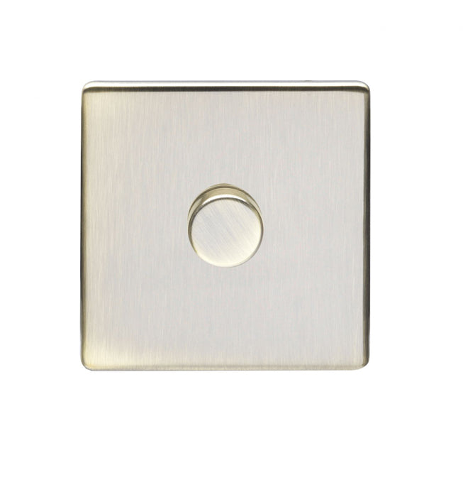 1 Gang Led Push On Off 2Way Dimmer Flat Concealed Antique Plate Matching Knob