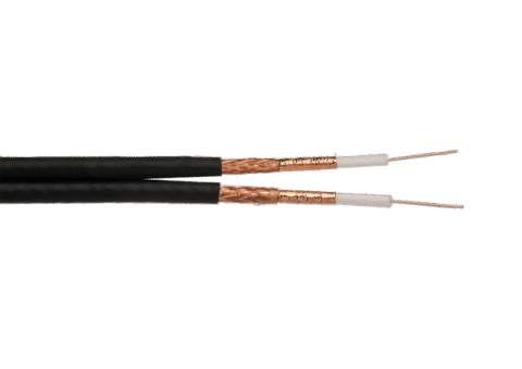Premium Twin FPE Low Loss Screened Coax Cable FPE PVC 100m Black