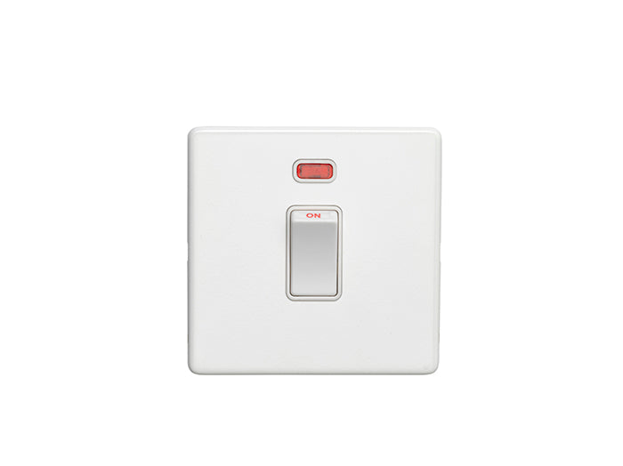 1 Gang 20Amp Dp Switch With Neon Flat Concealed White Plate White Rocker