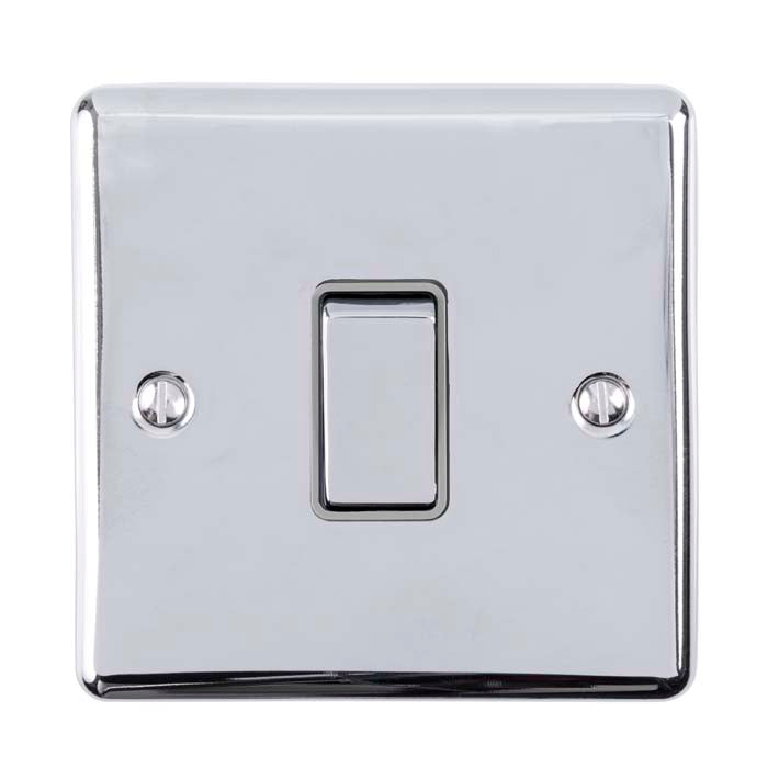 1 GANG 10AMP 2WAY SWITCH POLISHED CHROME ENHANCE RANGE GREY TRIM