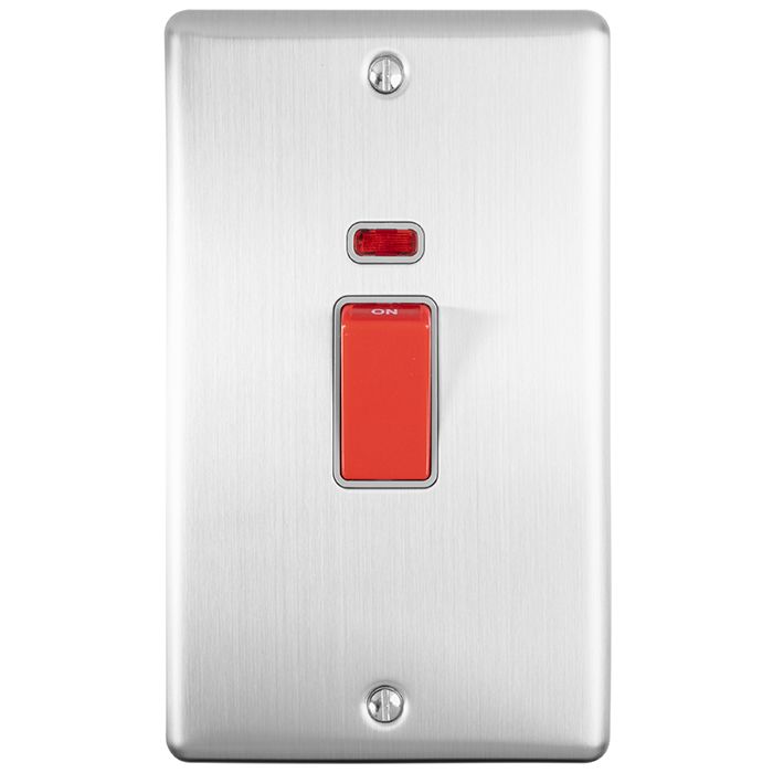 Enhance Decorative 45Amp Switch With Neon Indicator - Double Plate