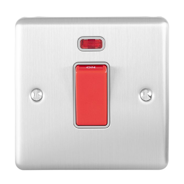 Enhance Decorative 45Amp Switch With Neon Indicator - Single Plate